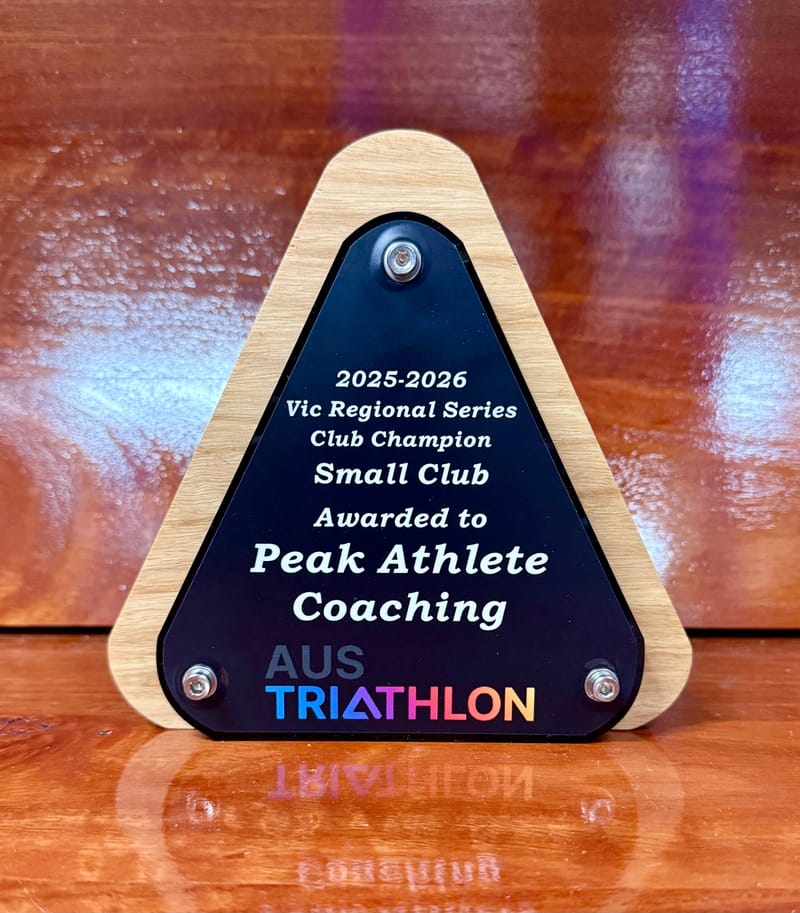 AUS Triathlon Vic Regional Series Club Champion plaque for Peak Athlete Coaching