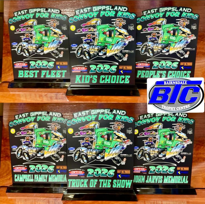 East Gippsland Convoy For Kids 2026 acrylic award trophies