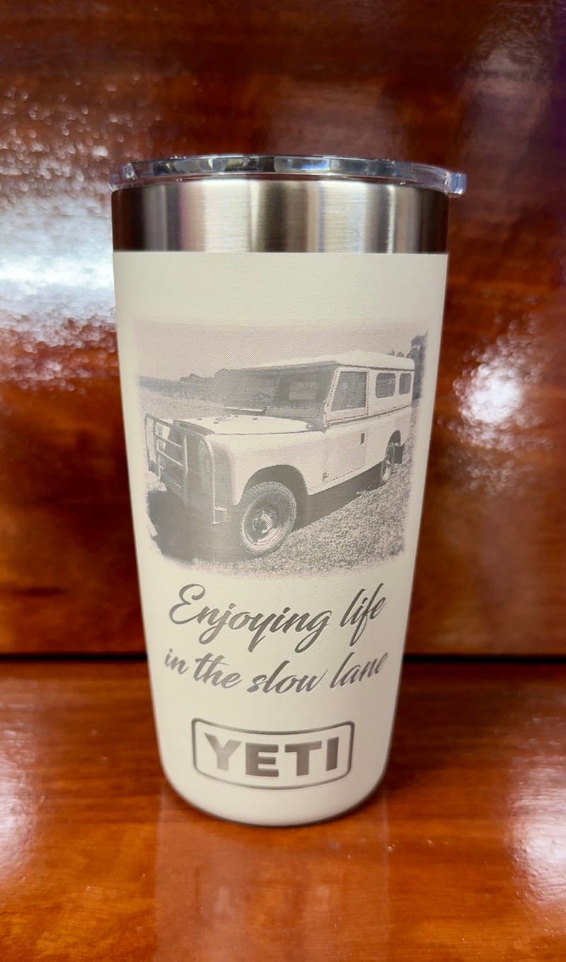 Land Rover 'Enjoying life in the slow lane' engraved YETI tumbler