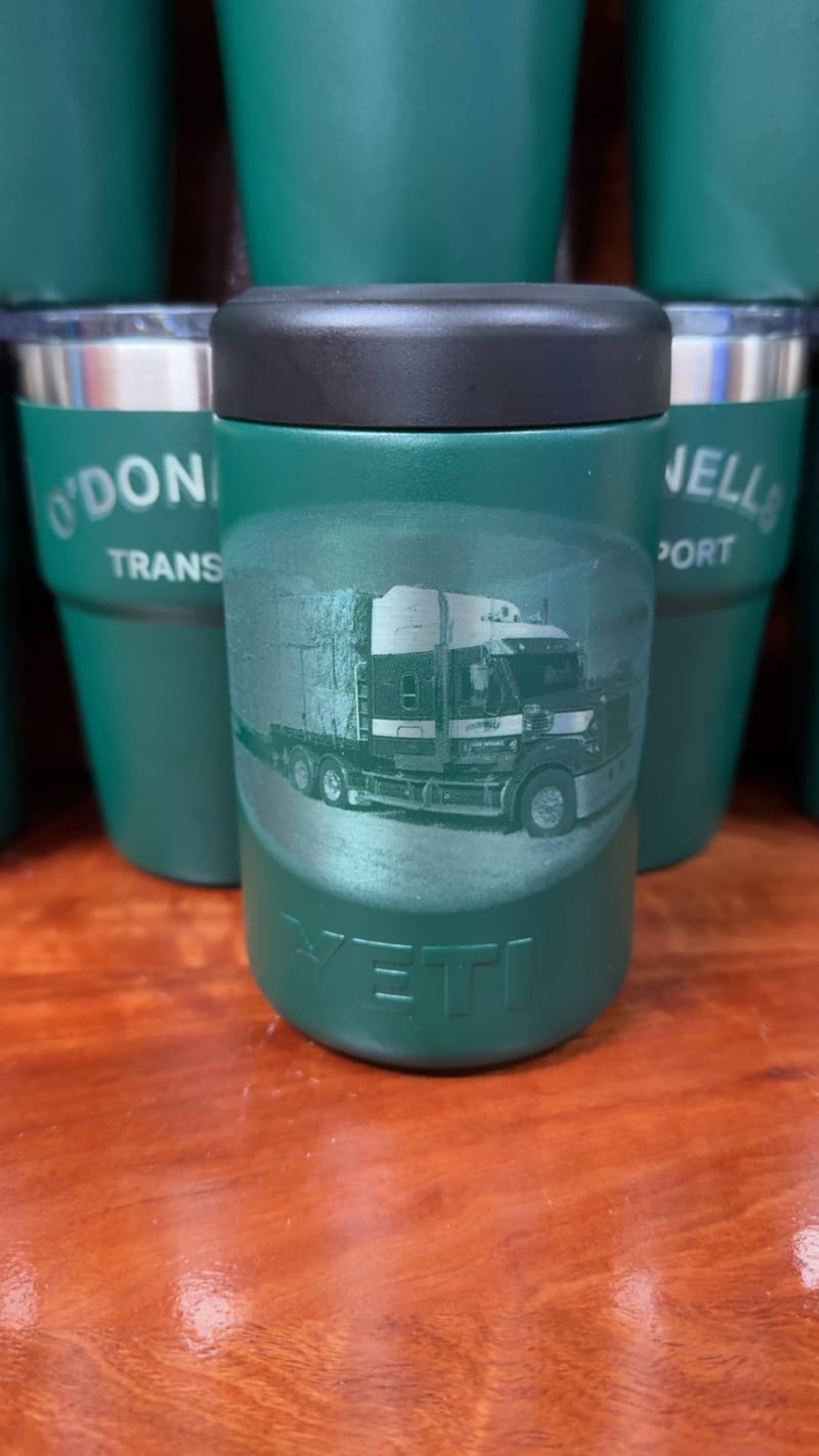 O'Donnells Transport truck engraved YETI Colster
