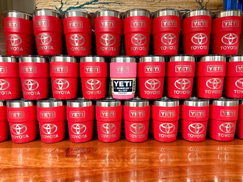Toyota branded YETI Rambler 8oz stackable cups, bulk order